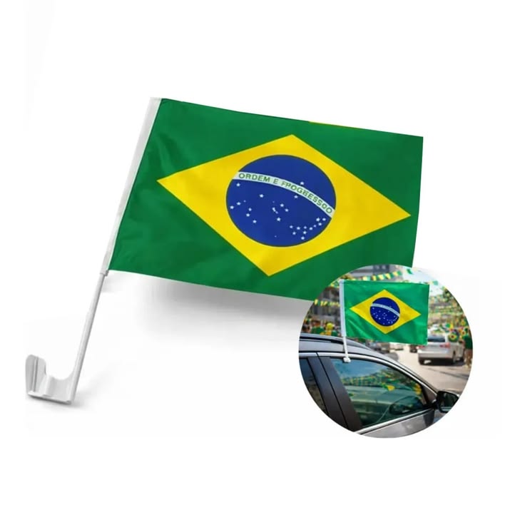 Bandeira do Brasil com Haste para Carro